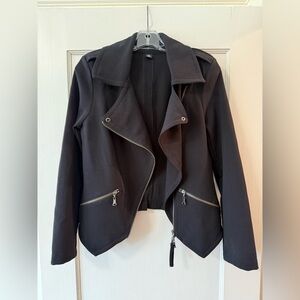 Isda & Co | Black Asymmetrical Knit Moto Jacket - Sz S